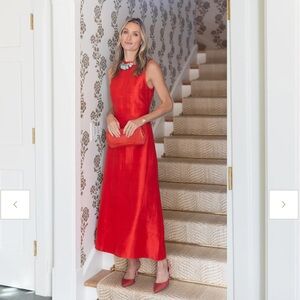 Julia Amory - Silk Dupioni Jane Dress in Cerise Red - XS